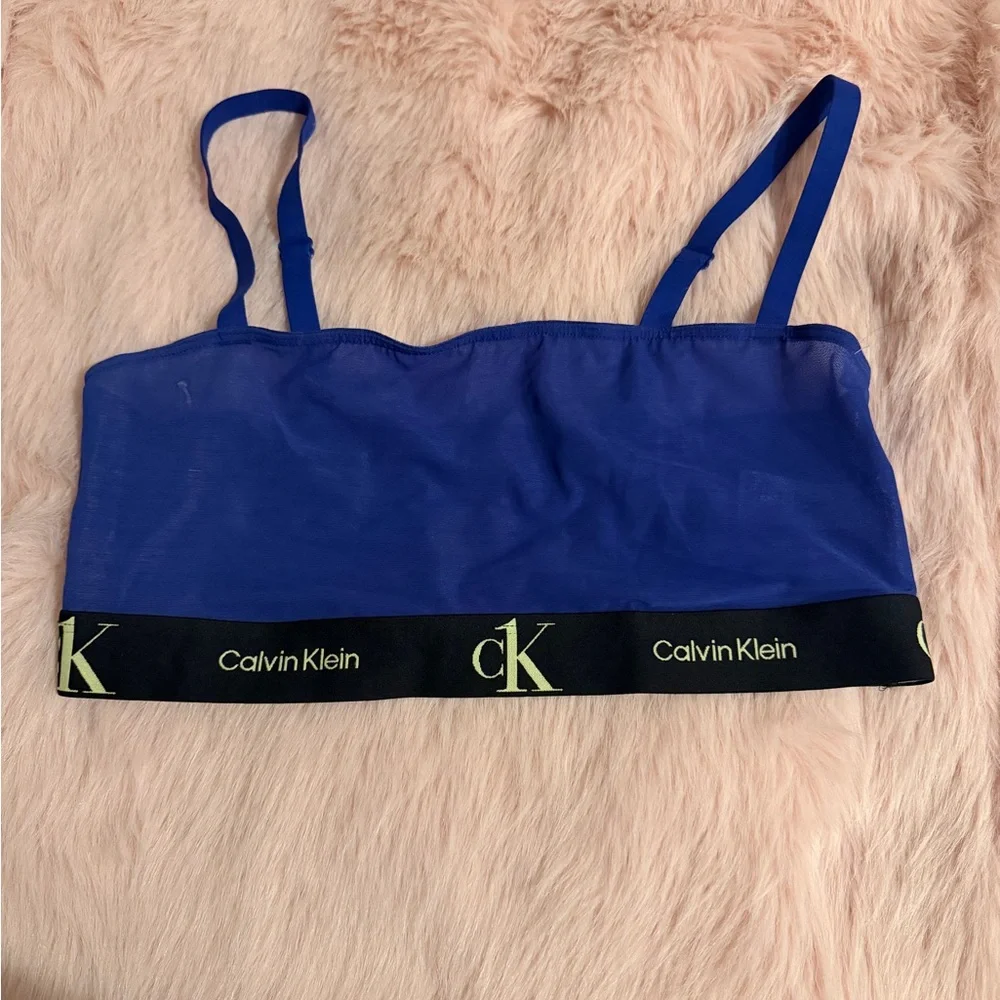 Calvin Klein Royal Blue Bralette with Black Logo Band - Picture 1 of 1
